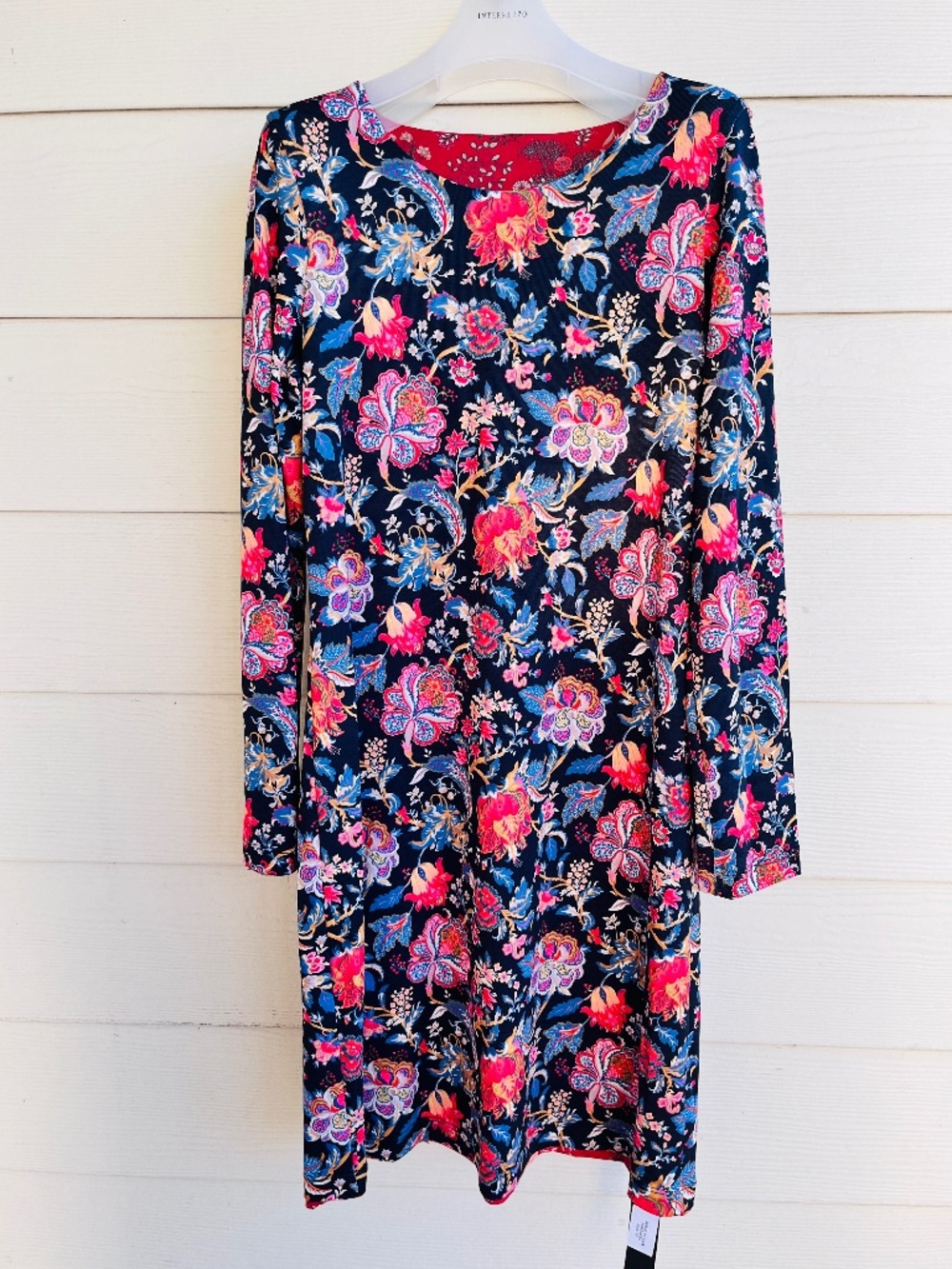 Nally & Millie Reversible 2in1 Dress Floral Boho Travel Knit Made in USA M